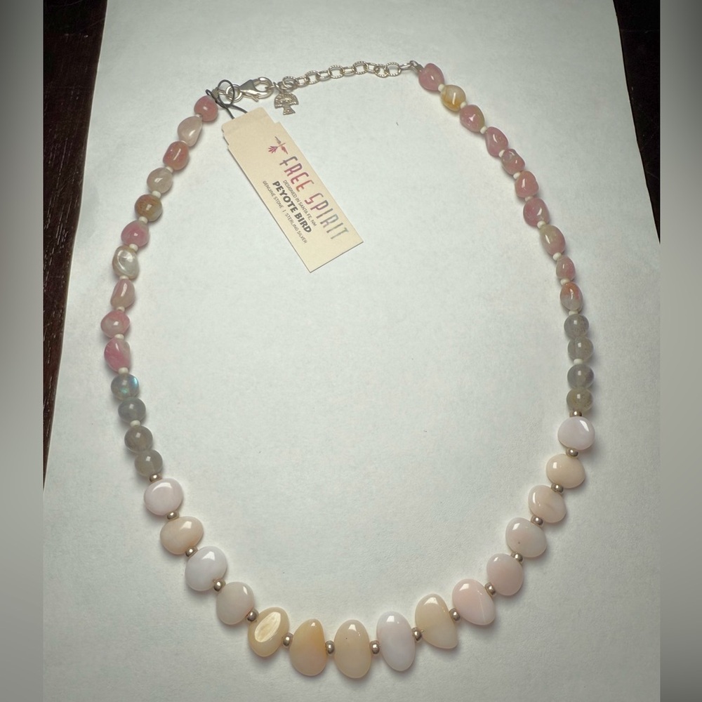 NWT Peyote Bird Artisan Genuine Gemstones and‎ Sterling Silver Necklace